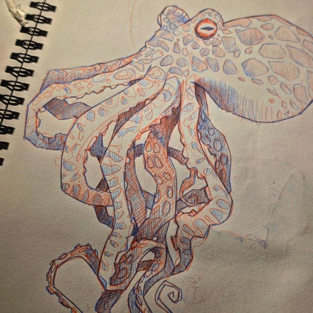 Spent some time in the Mediterranean sea with many, many days spent snorkeling. Saw octopus every single day we were in the sea.

And frequently booped them.

Magical.

When not in the sea I spent time doodling in my trusty sketchbook.

#octopus #pulpo #pieuvre #polpo #cephlapod